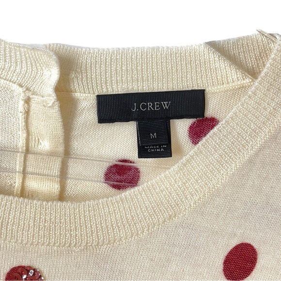 J Crew Jackie Shell Cream + Dusty Red Sequins Polka Dot Size Medium - Picture 2 of 9